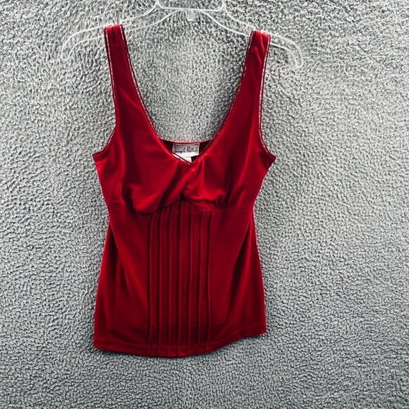 Joseph Ribkoff Womens 8 Red Babydoll Tank Top Pleated Front Evening Cocktail Y2K - Picture 1 of 5